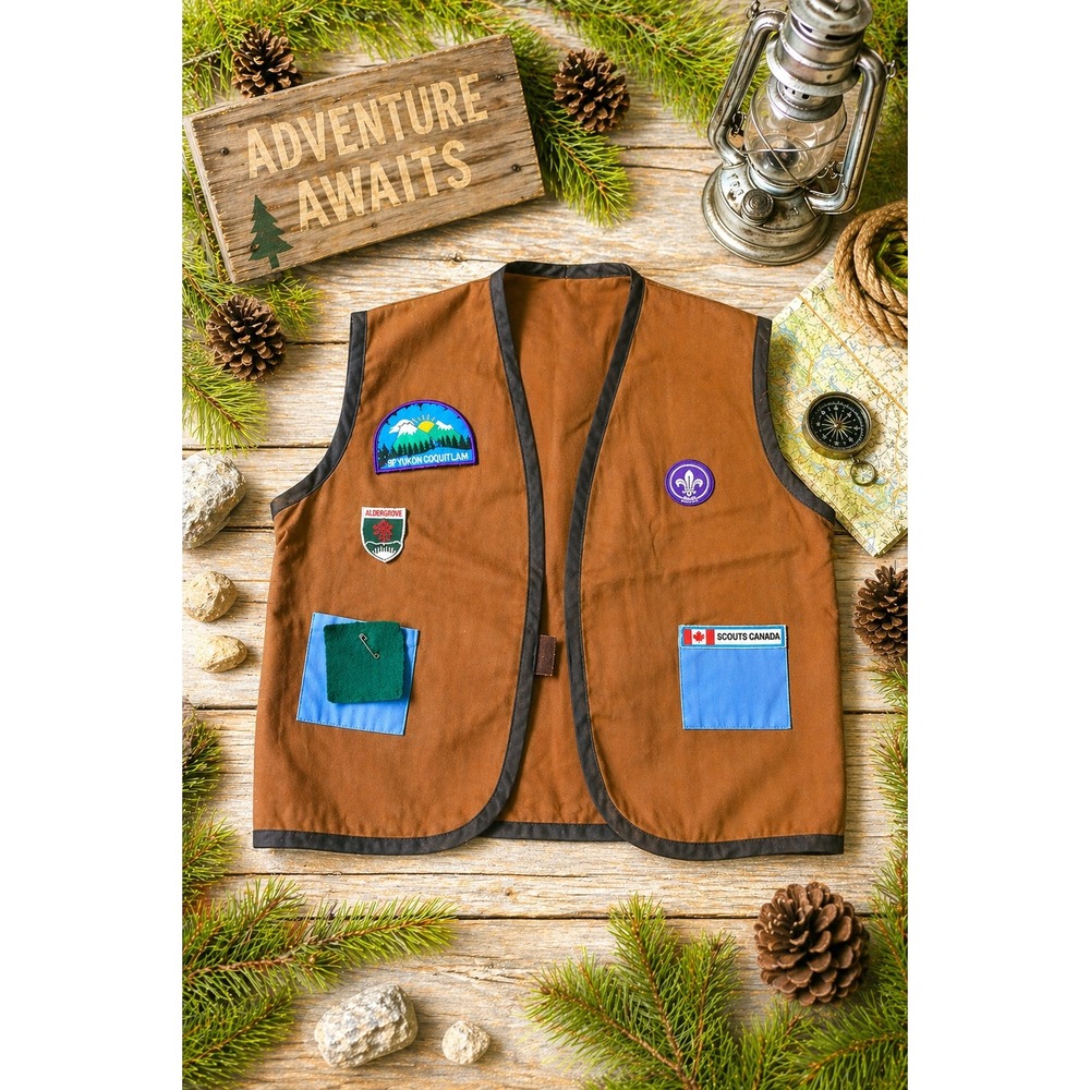 Vtg Scouts Canada Beaver‎ Scouts Vest 3rd Coquitlam B.C. Yukon Council Size M